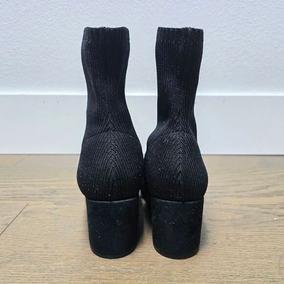 Eileen Fisher Knolls Suede & Recycled Stretch Knit Sock Block Heel Boot in Black - Picture 7 of 12
